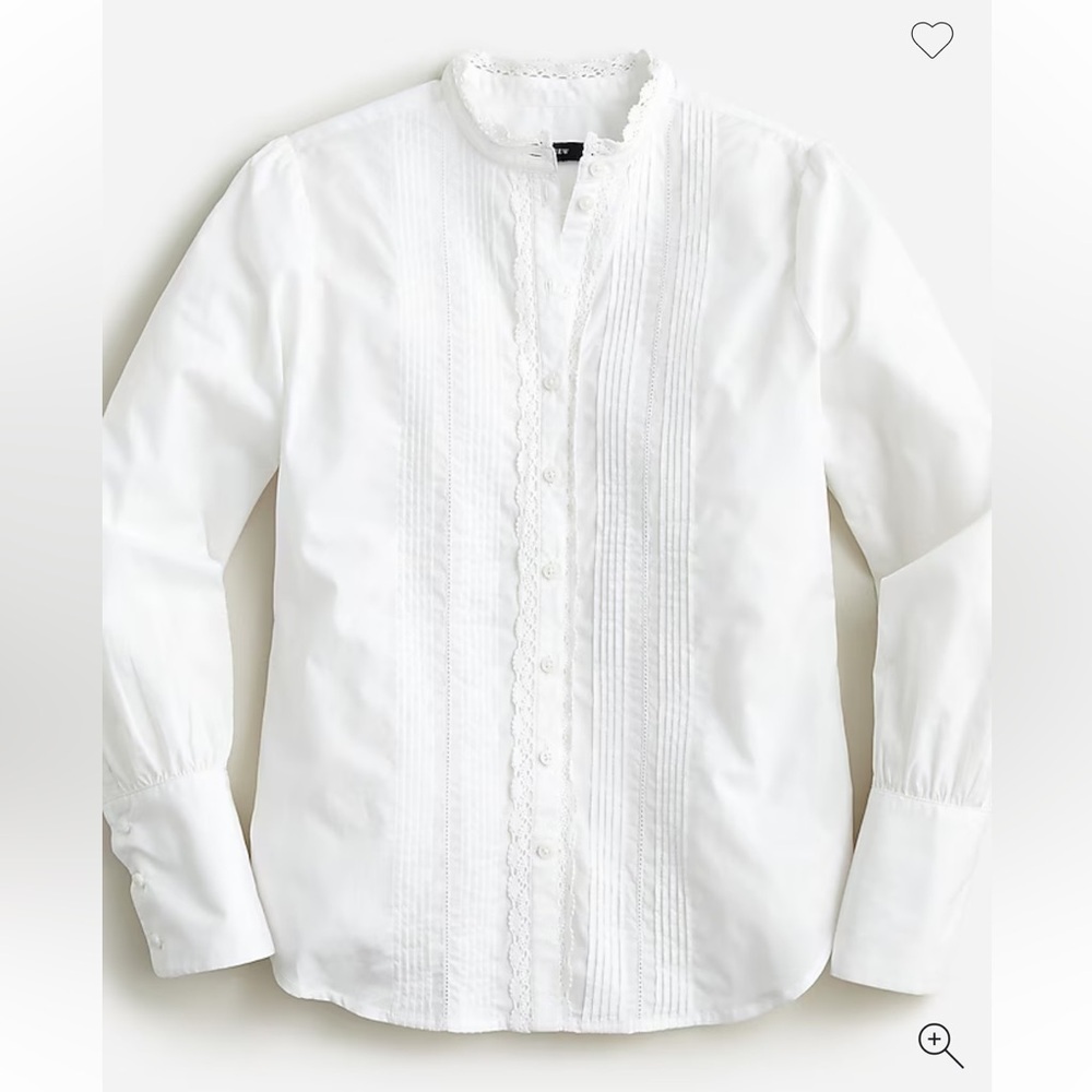 J. Crew White Lace Trim Blouse